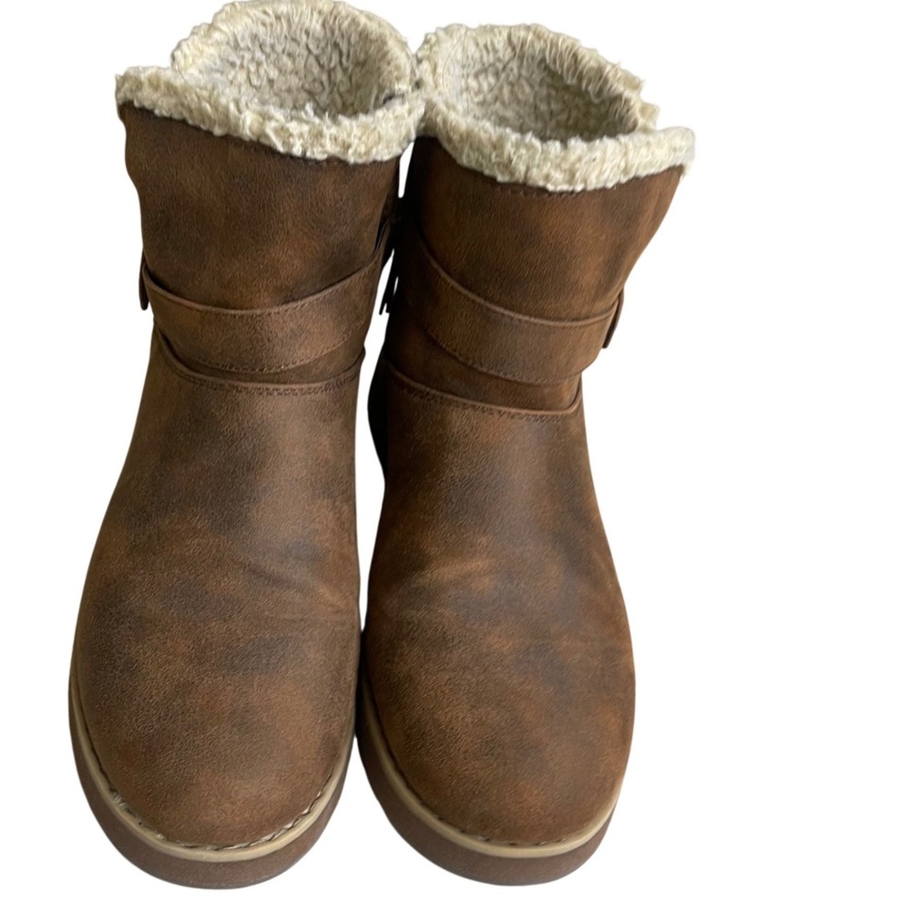 Skechers Keepsakes Sz 8Brown Faux Leather Faux Fur Lined Winter‎ Boots Women's